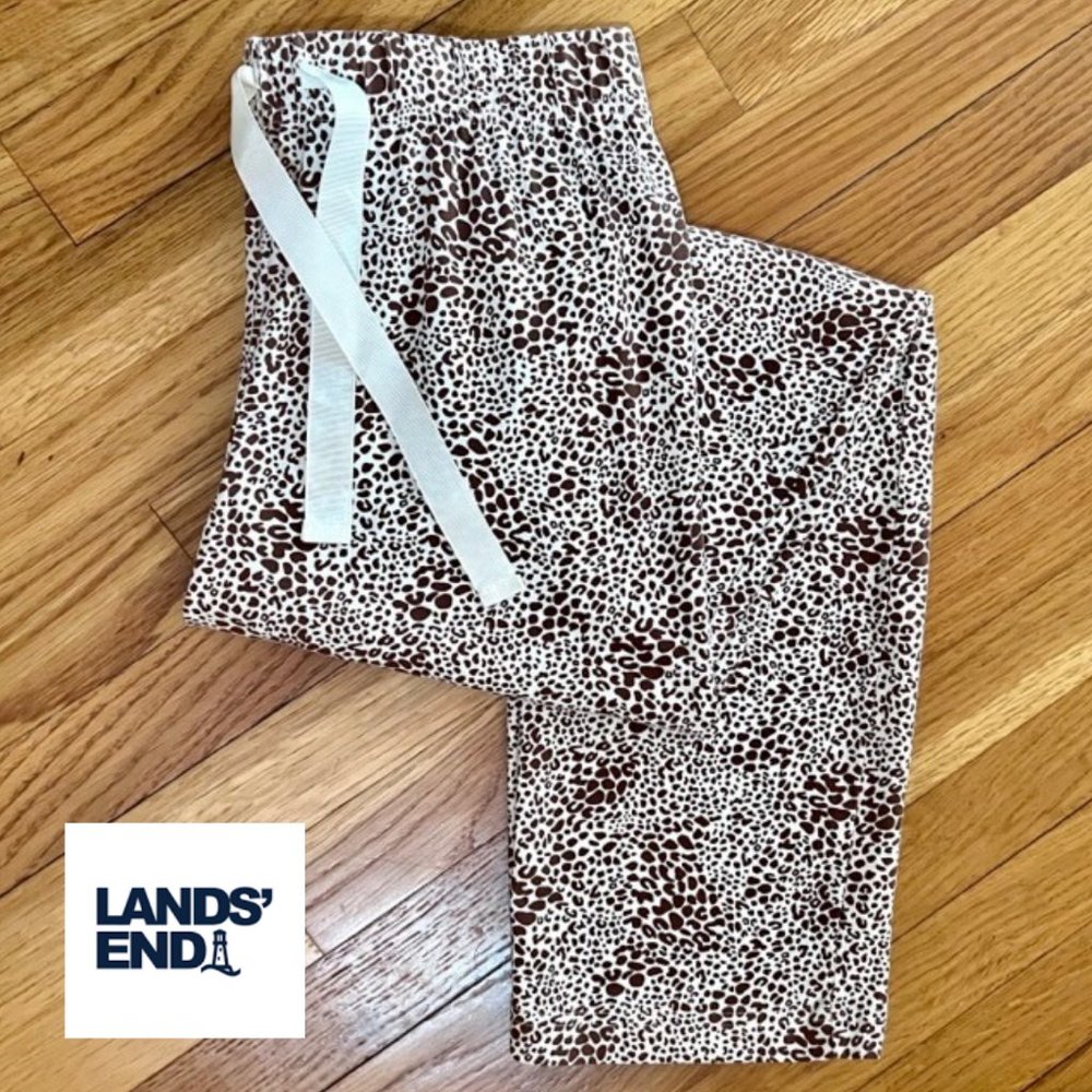 Lands' End Cotton Knit Spotted Leopard Print Pajama Pants (XXS) Like New